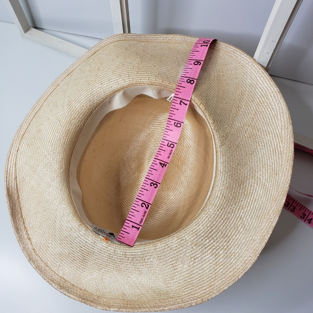Vintage 80's Fedora Liz Clairborne Exotic Safari Panama Cuba Coastal Beach Sun - Picture 7 of 8